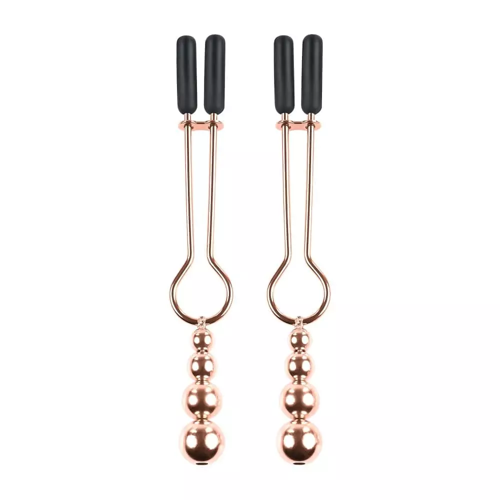 Selopa Adjustable Beaded Nipple Clamps In Rose Gold